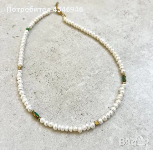 Колие от естествени перли и неръждаема стомана, снимка 2 - Колиета, медальони, синджири - 48540788