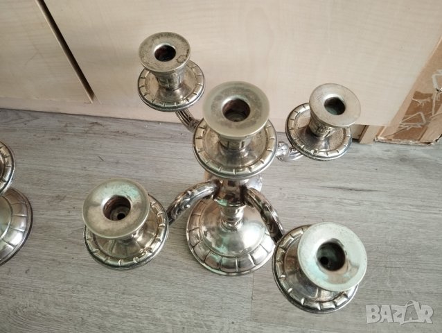 Два посребрени свещници-комплект, снимка 3 - Антикварни и старинни предмети - 42499270