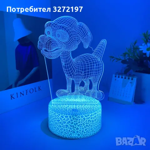 Холограмна 3D LED лампа Сладко куче,RGB Седемцветен Интелигентен Контрол,USB , снимка 4 - Настолни лампи - 49493297