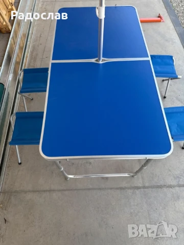 Сгъваема маса с 4 стола и чадър!, снимка 2 - Къмпинг мебели - 50789815