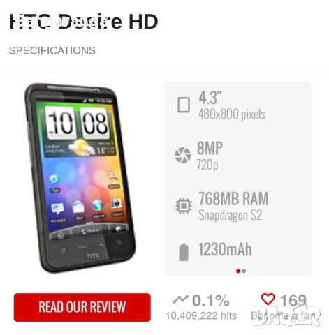 HTC DESIRE HD – КЛАСИЧЕСКИ РЕТРО СМАРТФОН, снимка 13 - HTC - 55719331