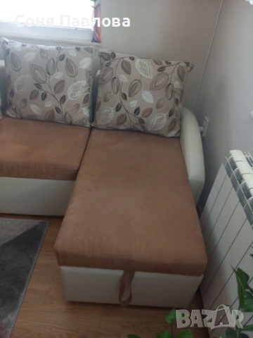 Разтегателен ъглов диван, с 3 възглавници, снимка 2 - Дивани и мека мебел - 53476885