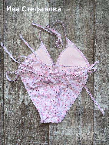 Нов бледо бебешко розово бански комплект флорален принт нежни цветя , снимка 3 - Бански костюми - 41704853