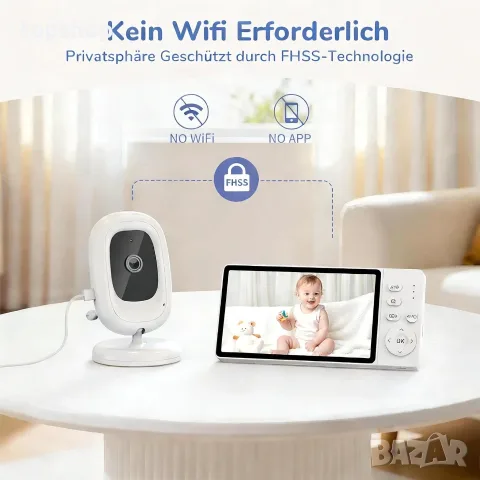 Чисто Нов Бебефон с Камера и Голям 5-Инчов Екран JeeBer VB619 (1080P, Без WiFi)  , снимка 3 - Бебефони - 56010266