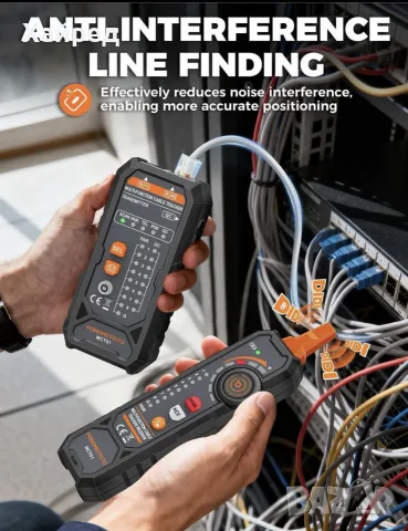 НоPOROMETISTO MCT01 4-in-1 Network Cable Tester – професионален тестер за мрежови и телефонни кабели, снимка 4 - Мрежови адаптери - 55827143