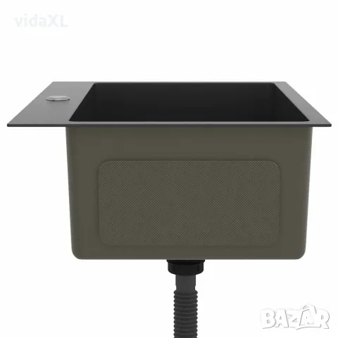 vidaXL Ръчно изработена кухненска мивка, черна, неръждаема стомана, снимка 6 - Мивки - 56147702