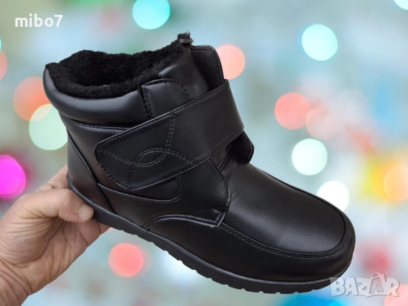 Дамски зимни боти с лепенки велкро и дебел топъл хастар в черно., снимка 2 - Дамски боти - 52682263