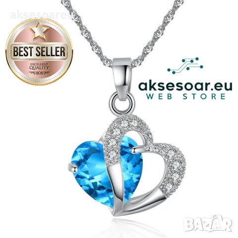 Колие със висулка сърце висулки от най-висок клас Модни сърца Кристални бижута за момичета Дамски би