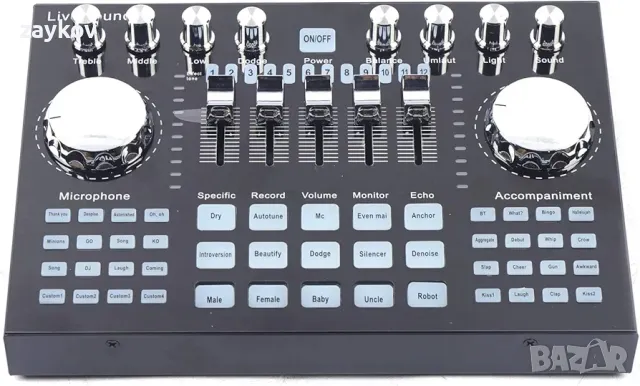 Звукова карта, K1 звукова карта на живо и аудио интерфейс, многофункционален Bluetooth звуков миксер