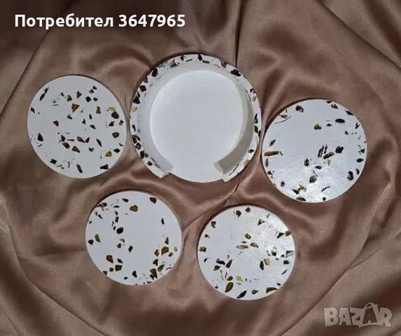 Подложки за чаши с терацо ефект от екокерамика , снимка 2 - Чаши - 56106230