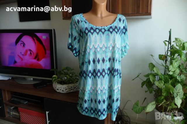 рокля в синьо-зелено размер М