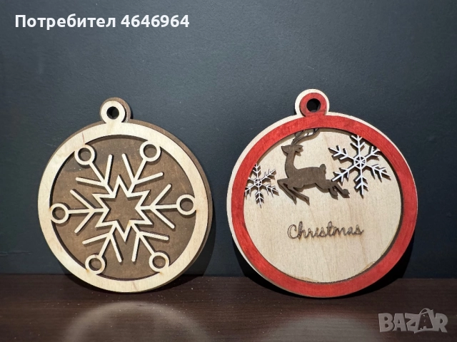 Дървени коледни играчки - Ръчно изработена декорация, снимка 10 - Декорация за дома - 52357715