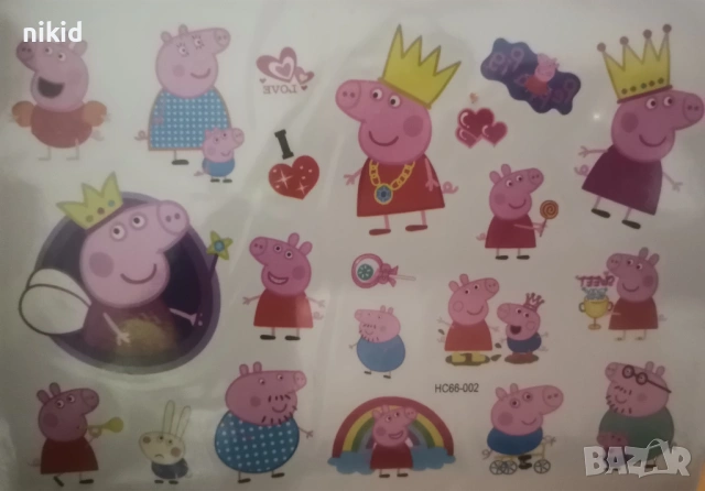 Пепа Пиг Джордж Tattoo татос татуировка временна детска татоси татуси