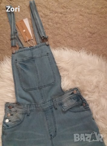 Гащеризон в светъл деним с накъсан ефект, снимка 2 - Гащеризони - 41966686