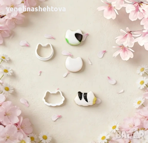 5 броя котета котки коте глава пластмасови резци резец тесто бисквитки фондан декорация торта смола , снимка 3 - Форми - 53780354