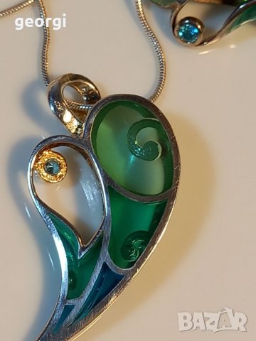 Сребърно колие с обици Murano, снимка 11 - Колиета, медальони, синджири - 39224936