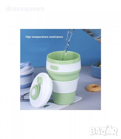 2918 Сгъваема силиконова чаша с капак, в различни цветове, снимка 7 - Чаши - 34265643