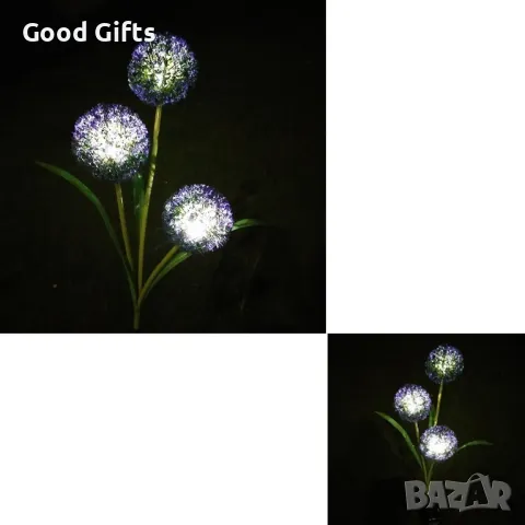 Соларна градинска лампа Глухарче, Лилаво цвете, снимка 3 - Соларни лампи - 50240079