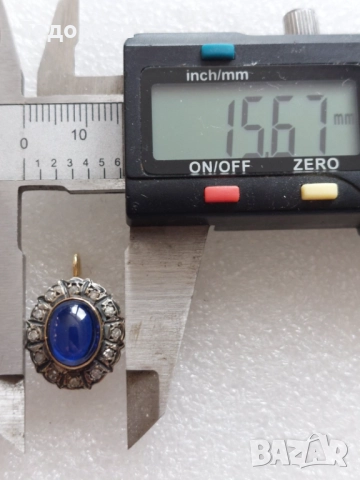 Стари антикварни златни обеци със сапфири и диаманти, злато 14к., 2 260 лв, снимка 9 - Обеци - 52211596