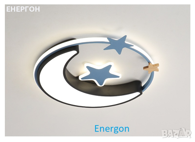 Луксозна LED лампа за ДЕТСКА СТАЯ висок клас плафон Луна – Син, снимка 6 - Прожектори - 44686400