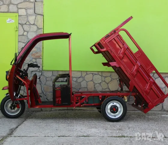 Селскостопанска товарна електрическа триколка 2000W с покрив, 600 кг товар, 60V, 45Ah, снимка 2 - Мотоциклети и мототехника - 55844393