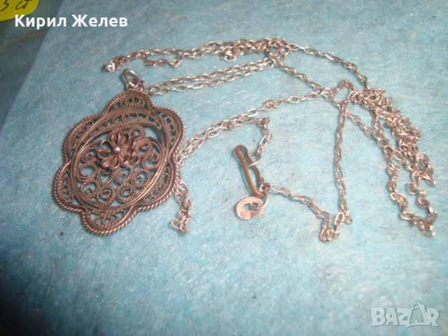 19 ВЕК СТАРИНЕН ФИЛИГРАНЕН СРЕБЪРЕН МЕДАЛЬОН и ВЕРИЖКА СРЕБРО 950 ФИНА РЪЧНА МАЙСТОРСКА РАБОТА 25884, снимка 3 - Антикварни и старинни предмети - 34852175
