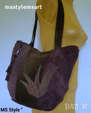 Дамска чанта от естествена кожа! Ръчна изработка!, снимка 4 - Чанти - 34810084