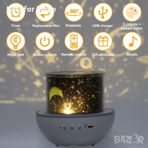 DreiWasser Звездно небе Проектор, снимка 5 - Настолни лампи - 53174557