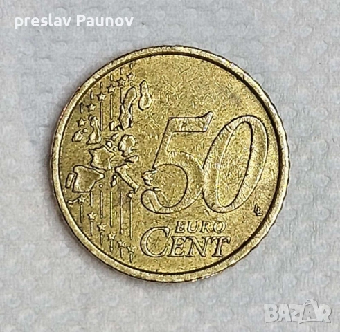 50 Евро-цента 2002г. Италия / 50 euro-cent 2002 Italy, снимка 2 - Нумизматика и бонистика - 53216778