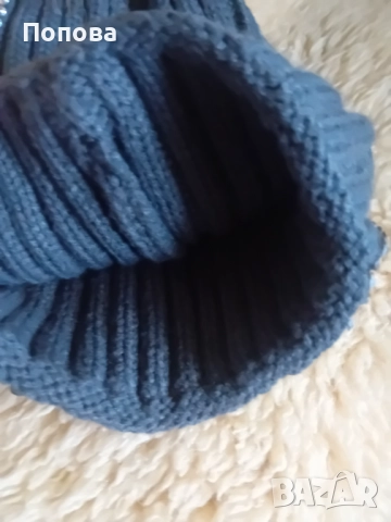 Уникална италианска шапка с понпон естествен косъм бляскав ефект, снимка 3 - Шапки - 52231117