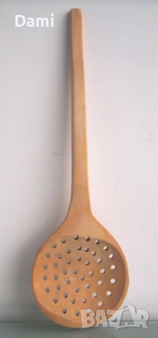 Голяма дървена лъжица решетеста, снимка 5 - Прибори за хранене, готвене и сервиране - 52949097