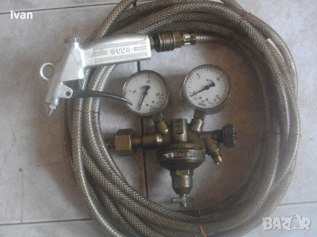 EWO-Немски Профи Пистолет почистване ръжда с въздух от компресор Комплект-10м Маркуч/Редуцир Вентил, снимка 3 - Компресори - 44670563