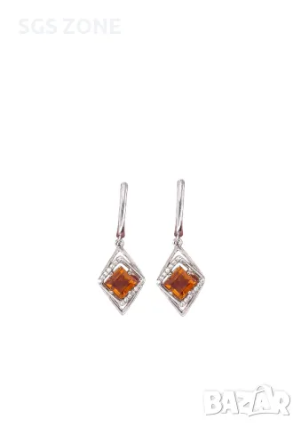 Сребърни Обеци с Аметист, Цитрин, Перидот, снимка 5 - Обеци - 49808821