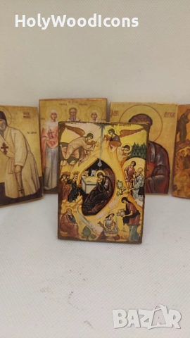 Икона Рождество Христово – дървена православна икона с магнит, 8x6 см