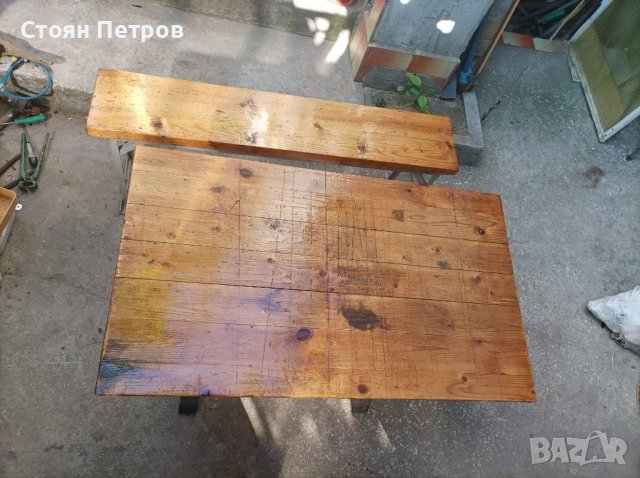 Дървена маса с пейка, снимка 5 - Маси - 41280823