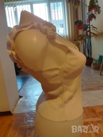 Подарявам!Бяло потниче с къдрички от рипса, снимка 4 - Потници - 50179322