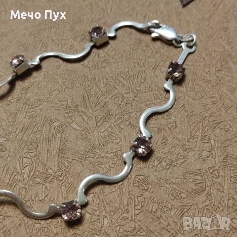 Сребърна полутвърда гривна (245), снимка 5 - Гривни - 44424032