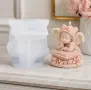 3D спящо дете ангел върху възглавничка с цветя силиконов молд форма свещи гипс сапун смола декорация, снимка 1