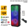 Безжичен преносим високоговорител AY 8801, 2x8 инча, Bluetooth, RGB светлини, 1200W PMPO, снимка 1