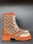 Gucci Дамски Бежови Боти С Връзки Гучи Код E1275, снимка 2