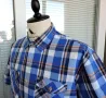 SCHÖFFEL Mens Blue Check Short Sleeve Outdoor Shirt -мъжка памучна риза за туризъм размер L, снимка 11