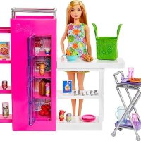 Нов Комплект за игра с кукла Barbie HJV38 куклена къща Детска играчка Барби, снимка 1 - Кукли - 41926813