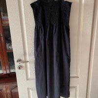 Нова 42 номер дълга спортно елегантна ежедневна черна памучна рокля ластична горна част , снимка 2 - Рокли - 41676561