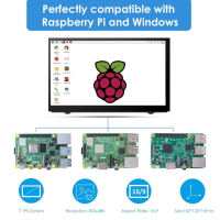 HMTECH 7-инчов Raspberry Pi 800x480 HDMI монитор IPS LCD, снимка 8 - Монитори - 44561023