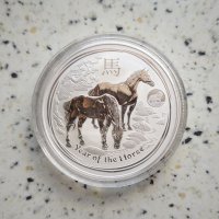 Сребро 1 OZ 2014 Коне с лъвче , снимка 1 - Нумизматика и бонистика - 41739458