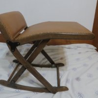 Антикварно сгъваемо столче за крака, снимка 2 - Антикварни и старинни предмети - 42541060