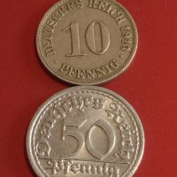 Две монети 50 пфенинг 1922г. Германия / 10 пфенинг 1918г. Германия за КОЛЕКЦИОНЕРИ 36623, снимка 1 - Нумизматика и бонистика - 44349387