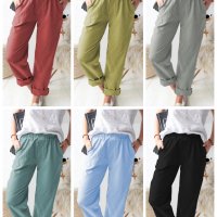 Нови дамски едноцветни ежедневни еластични прави панталони с висока талия, 9цвята - 023, снимка 1 - Панталони - 41249456