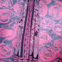 Цикламено-черно-розова дълга лятна рокля бюстие С/М, снимка 2 - Рокли - 42649592