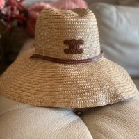Шапка Celin raffia*налична*Celine TRIOMPHE hat in raphia natural white/ Black, снимка 9 - Шапки - 42424993